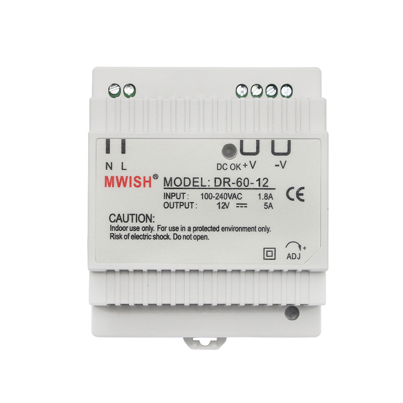 深圳明纬DR-60-24工业级卡导轨式直流LED开关电源DC24VS2.5A 12v5