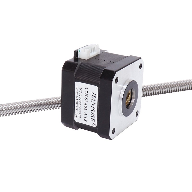 热卖42贯穿梯型丝杆步进电机 机身34MM T8直线螺杆马达厂家NEMA17