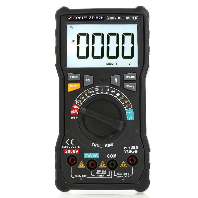 众仪ZT-M2H防烧数字万用表测电压2000V交直流电压测2KV高压电容表