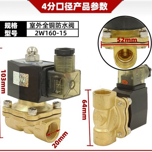 铜线圈全铜4分电磁阀水阀 2W160-15 4分口径 DC12V DC24V AC220V