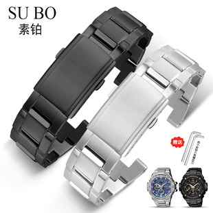 适配卡西欧钢铁之心钢带手表带GSTW300/B100/400G/S310原装钢表链