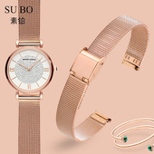 适配阿玛尼满天星AR1926 1925 1909表带钢带摩天轮米兰编织女表链