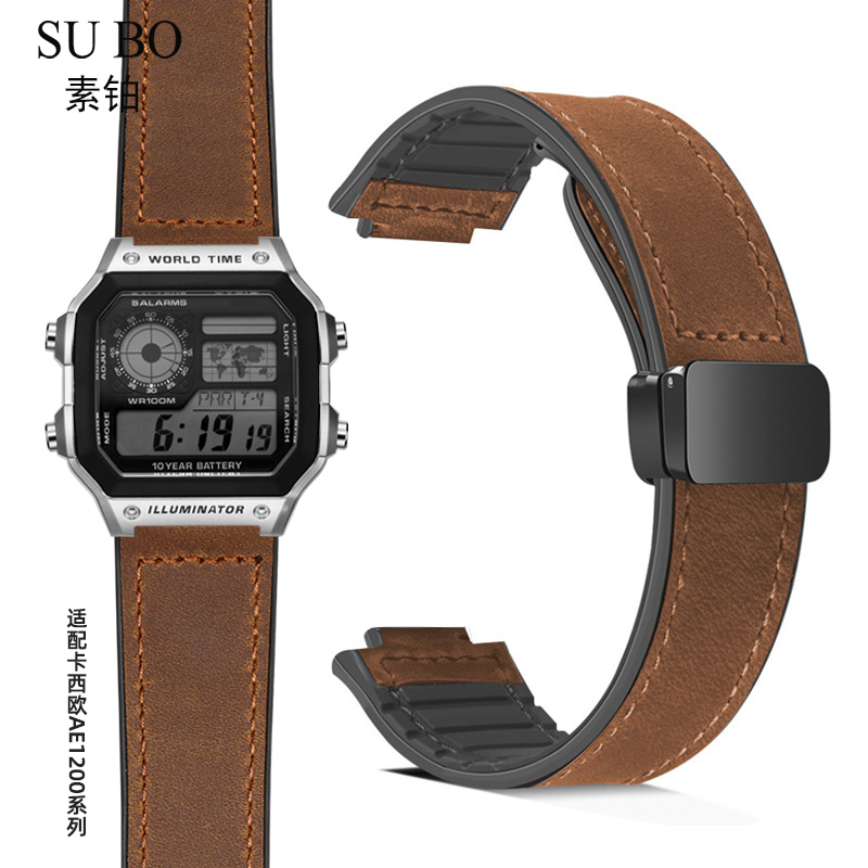 适配卡西欧小方块AE1200表带真皮