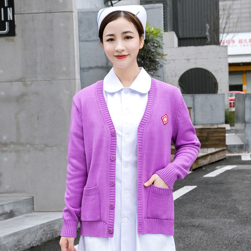 保暖纯色加厚黄金绒医院护士毛衣