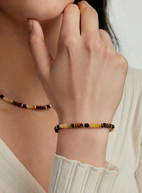 美拉德色系~谭松韵王一博同款天然虎眼石项链招财吸金锁骨链礼物