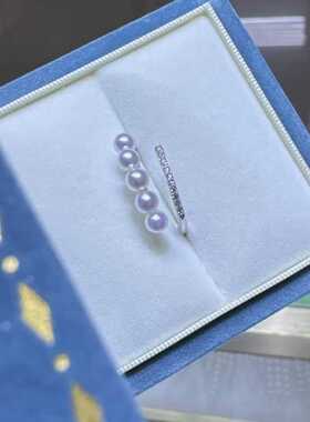 小众设计感双排戒指~天然珍珠3-4mm极光正圆baby珠职场ol风范