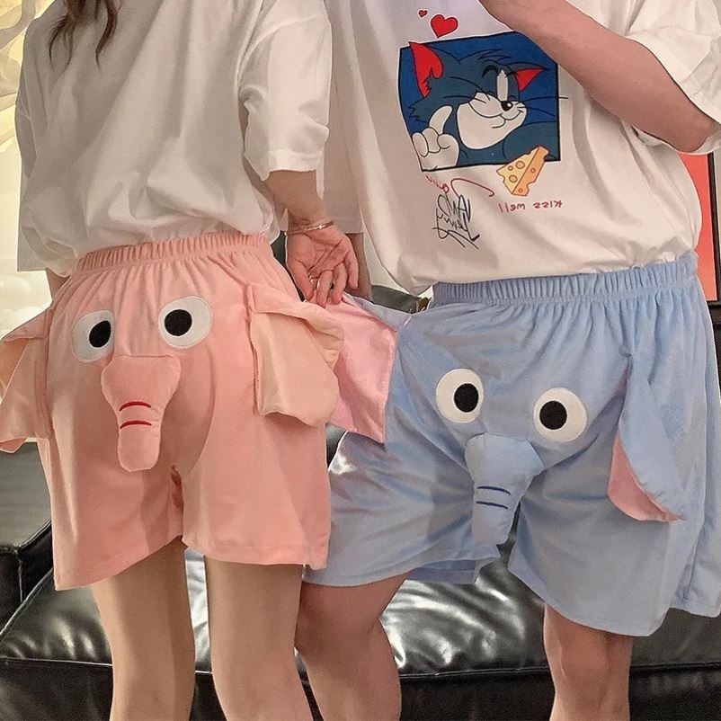 男士夏季短裤丑鱼搞怪宽松睡裤青少年小飞象飞天女小象鼻涕猪猪图片
