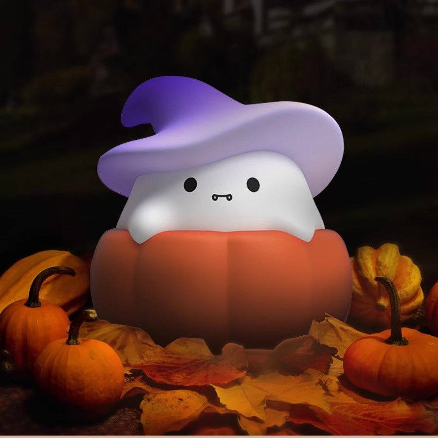 圣诞礼物南瓜幽灵拍拍灯硅胶南瓜灯充电topc智能感应小夜灯插电款