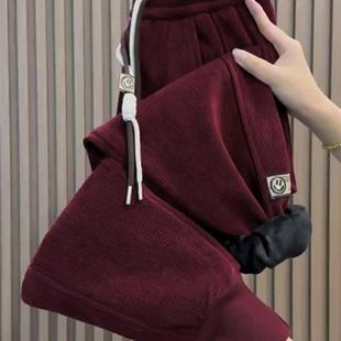 新的冬季天鹅绒加厚运动裤为妇女多功能瘦身看后宫裤高腰宽松休闲