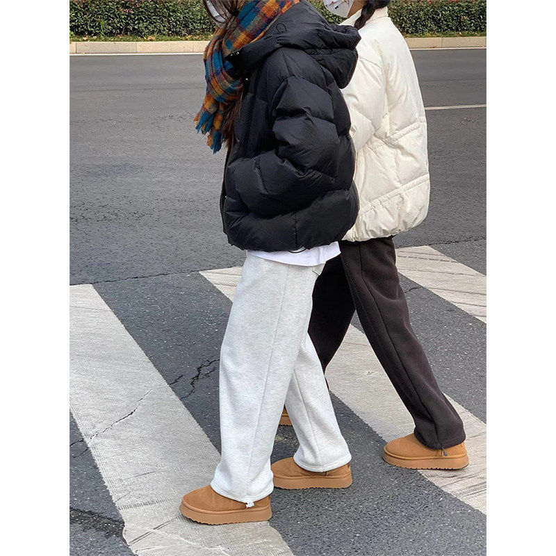 慵懒风运动裤女春秋加绒大尺码胖mm宽松显瘦直筒垂感阔腿束脚卫裤