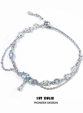 冰蓝锆石手链女原创小众设计