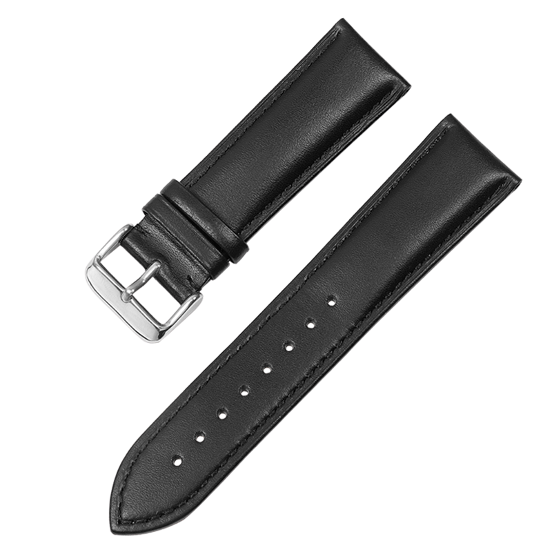 适配卡西欧真皮手表带 男女BEM506/MTP-1375/1374黑色牛皮带22mm