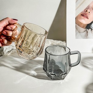 高颜值六棱角带 六角杯子家用高级感客厅喝水杯女牛奶ins风咖啡杯
