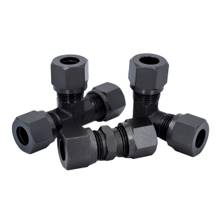 液压卡套式直通弯头三通6/8/10/12/14/16mm碳钢中间螺公制管接头