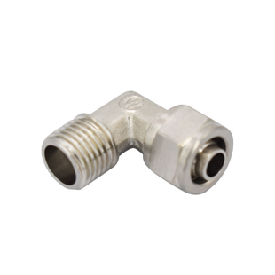 铜镀镍快拧锁母压铸体TF弯头直角90度1234分8/10/16mmPU气管接头