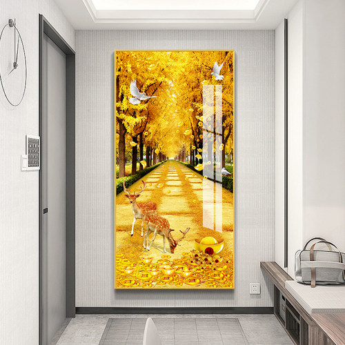 黄金大道玄关装饰画现代简约壁画入户进门走廊尽头过道背景墙挂画