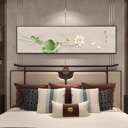 荷花床头装饰画新中式