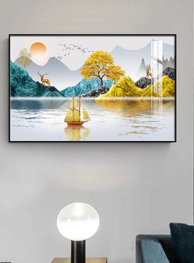 现代客厅装饰画玄关横版餐厅鞋柜上方挂画饭厅横幅卧室床头墙壁画