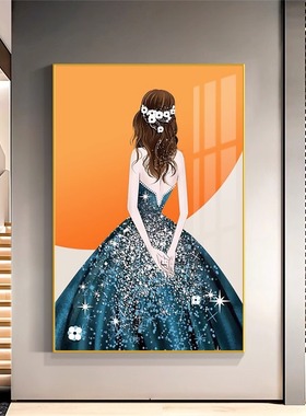 艺术美女人物玄关装饰画服装店挂画客厅主卧室落地画走廊过道壁画