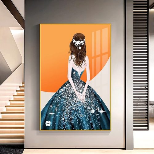 艺术美女人物玄关装饰画服装店挂画客厅主卧室落地画走廊过道壁画