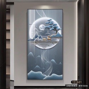 轻奢入户进门玄关装饰画 画走廊尽头过道背景墙挂画 画玄幻现代简