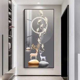 九鱼聚财图玄关装饰画入户走廊过道墙壁画现代简约新中式玄幻挂画