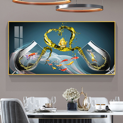 九鱼图餐厅装饰画轻奢现代简约饭厅酒杯壁画餐桌背景墙挂画高级感