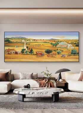 梵高丰收世界名画客厅装饰画横版麦田油画沙发背景墙壁画轻奢挂画