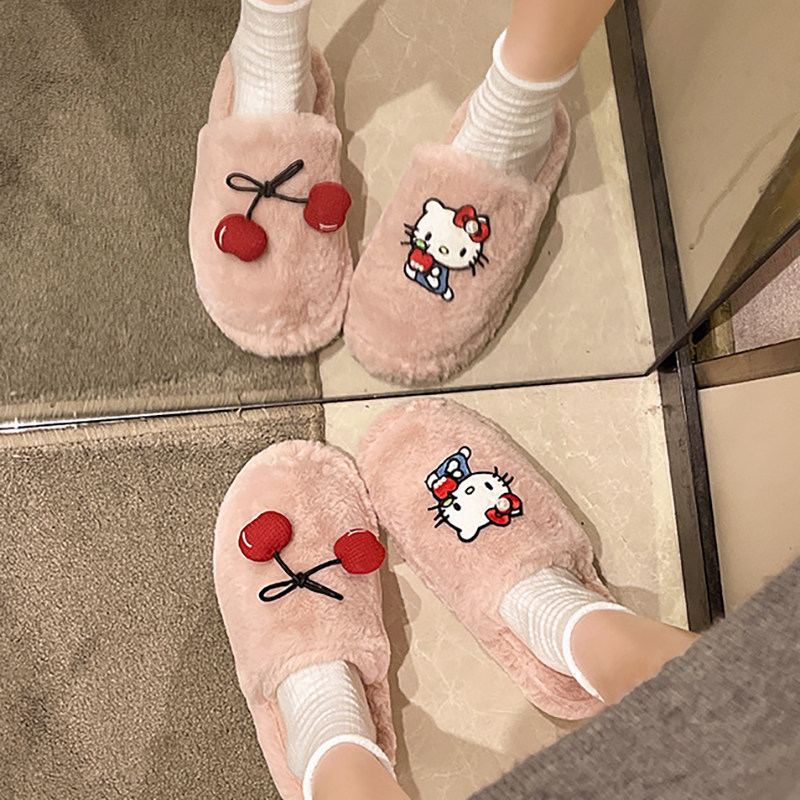 巨好看居家拖鞋舒服包头毛毛鞋可爱HelloKitty猫棉拖保暖厚底女士,女鞋,毛毛鞋,淘宝优惠券,粉丝福利购,淘宝优惠卷