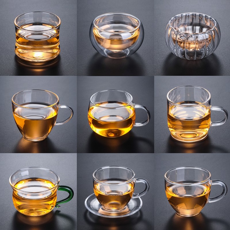 日本正品品质耐热玻璃茶杯小杯子带把加厚品茗杯家用双层杯茶碗