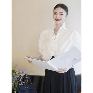 女夏季 2025新款 白色花朵衬衫 法式 别致绝美高端上衣设计感小众短袖