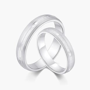 奢珠_雾 素圈 铂金对戒女戒pt950白金戒指男结婚情侣时尚