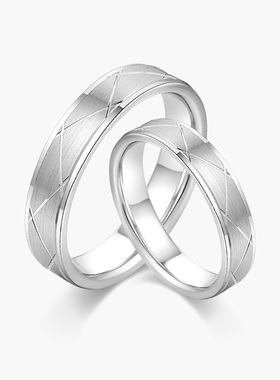 奢珠_度 铂金对戒情侣款素圈PT950白金男士求婚结婚戒指女简约