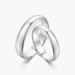 奢珠_纯 素圈光面简约 铂金戒指情侣结婚戒指PT950白金对戒男女款
