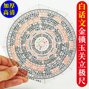 金锁玉关立极尺走马八边形高精度专业二十四山透明罗盘测量绘图尺