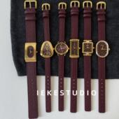 IEKE安可拉红显白复古女士手表小众时尚 轻奢高级感女款 皮带石英表