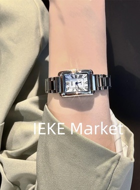 IEKE 高级感手表女ins韩风时尚气质方形钢带百搭女学生高级腕表