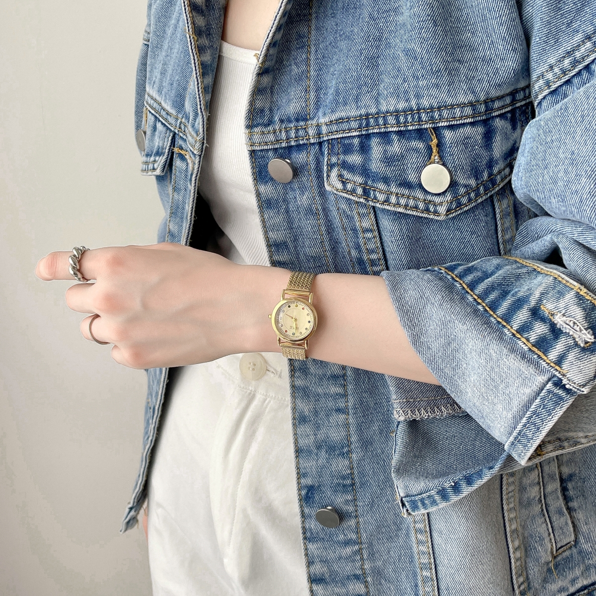 七彩诞生石轻奢小众学生手表女款