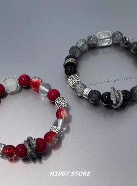 情侣款古风手作盘龙琉璃串珠手串