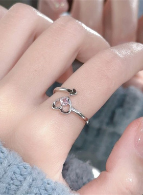 爱心素圈小众设计轻奢戒指