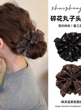 碎花丸子头抓夹女款2026新款高级感后脑勺鲨鱼夹盘发发夹头发夹子