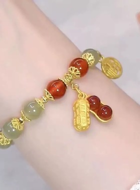 新中式高颜值绿珠花生手链女中小