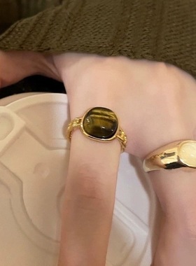 秋冬款复古美拉德开口戒指高级感