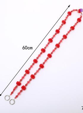 秋冬季新款毛绒串珠斜跨链精品百搭包链手机壳挂链防摔防丢女