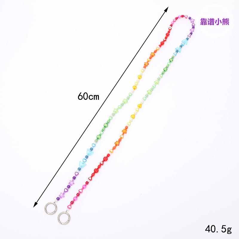新款木珠花朵斜跨链串珠爱心