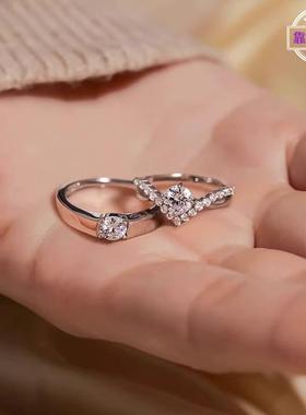 一克拉仿真钻戒情侣戒指四爪女戒