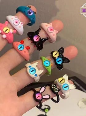 可爱小怪兽新款儿童戒指多巴胺