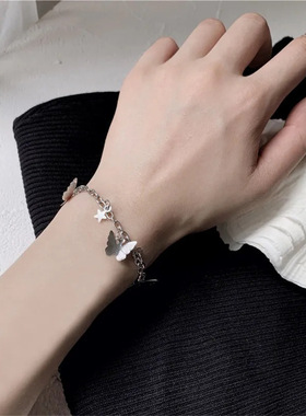 手链女生小众双层叠戴星星手镯