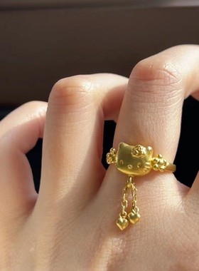 HelloKitty小猫头蝴蝶结手链锆石女甜美高颜值黄金色镂空送闺蜜礼