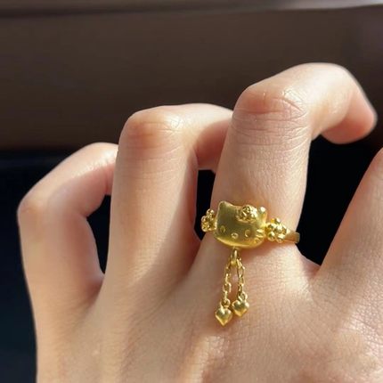 HelloKitty小猫头蝴蝶结手链锆石女甜美高颜值黄金色镂空送闺蜜礼